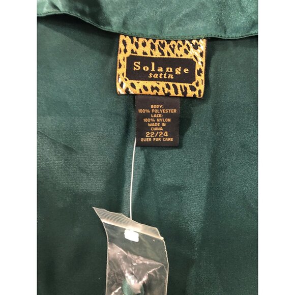 Solange Nightgown Womens Size 22/24 Satin Button-Down Dark Green Lace Trim Plus - Picture 3 of 8